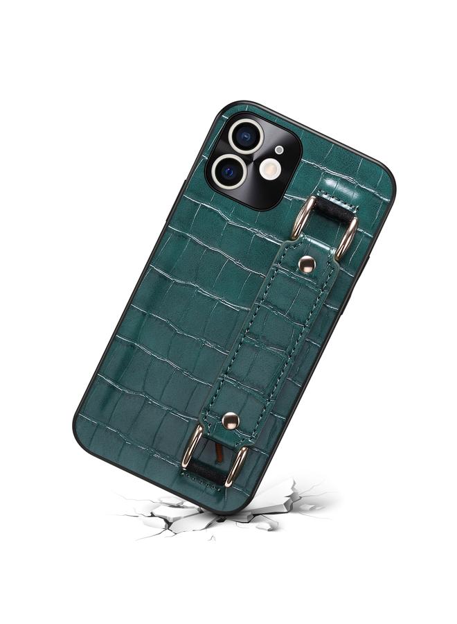اس-توب جراب لهاتف iPhone 12 مع سوار معصم من جلد التمساح ومحفظة وغطاء خلفي من الجلد - Image 3