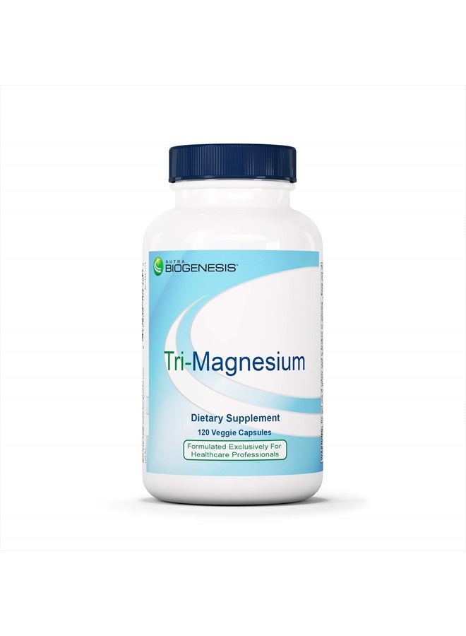 Nutra BioGenesis تري ماغنيسيوم - ثلاثة أشكال من الماغنيسيوم لدعم صحة القلب، كثافة العظام المتوازنة واسترخاء العضلات - 120 كبسولة - Image 1