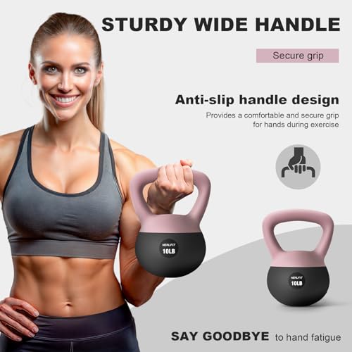 NEALFIT Soft Kettlebell 5LB/10LB/15LB/20LB/25LB, Kettlebells for Home Gym Strength Training, Anti-Slip Fitness Weights for Men Women (10LB Pink-Graphite Black) - Image 5