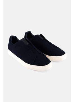 Algspar Men Tripe Stitch Slip On Casual Shoes, Navy  - Image 1