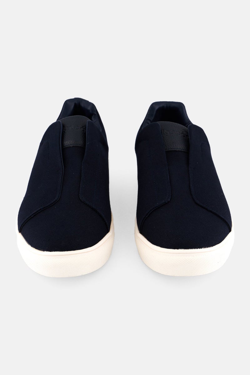 Algspar Men Tripe Stitch Slip On Casual Shoes, Navy - Image 4