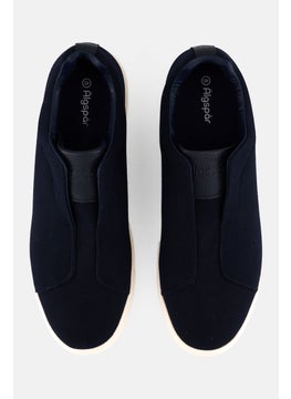 Algspar Men Tripe Stitch Slip On Casual Shoes, Navy  - Image 3