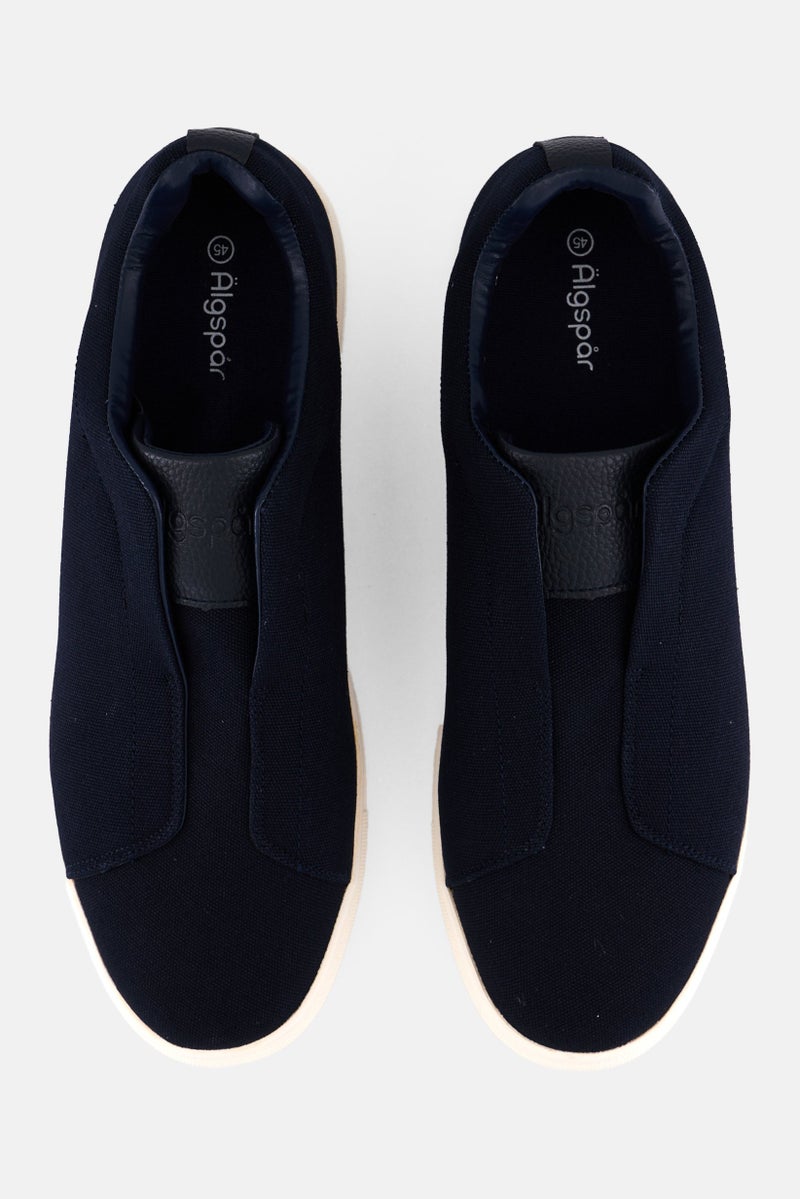 Algspar Men Tripe Stitch Slip On Casual Shoes, Navy - Image 3