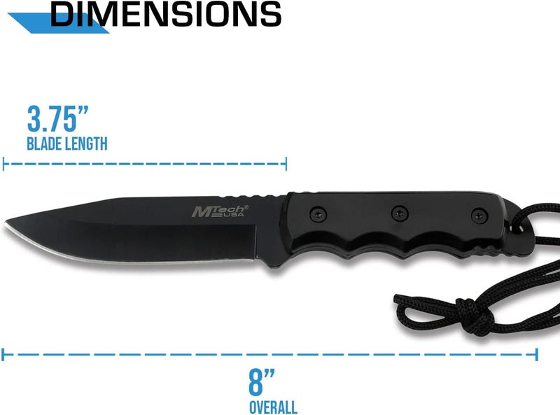 MTECH USA MT-20-35 Series Fixed Blade Knife, Black Drop Point Blade, Plastic Handle, 8-Inch Overall - Image 2