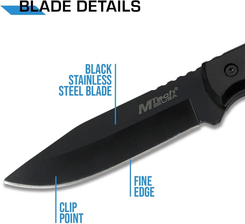 MTECH USA MT-20-35 Series Fixed Blade Knife, Black Drop Point Blade, Plastic Handle, 8-Inch Overall - Image 3