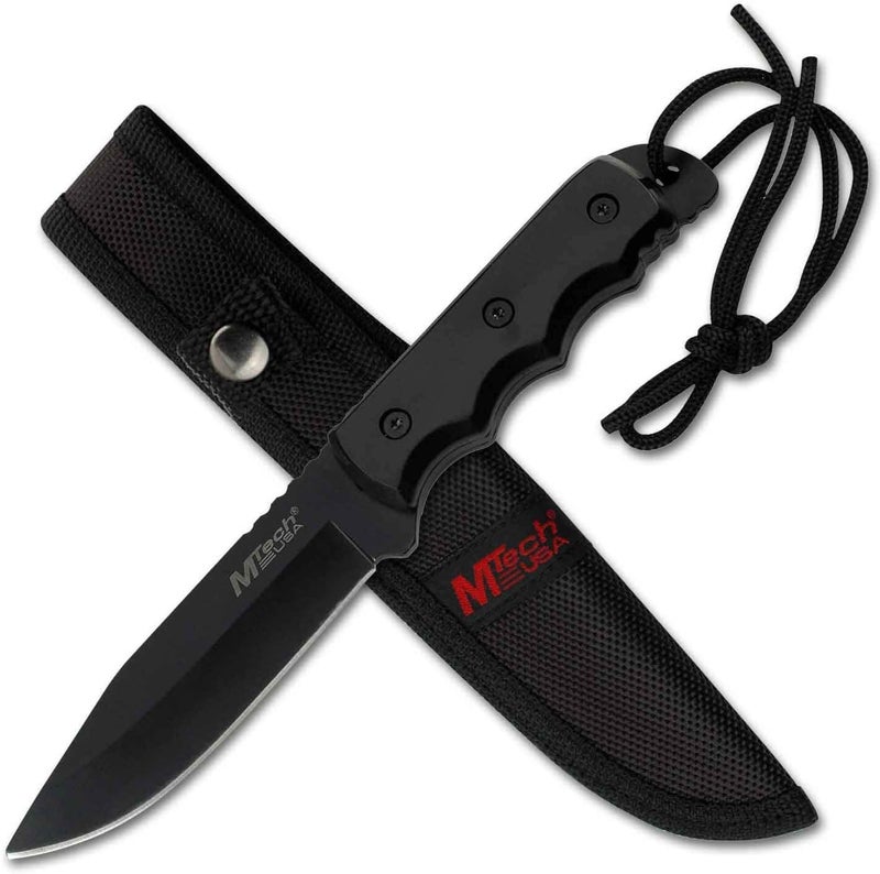 MTECH USA MT-20-35 Series Fixed Blade Knife, Black Drop Point Blade, Plastic Handle, 8-Inch Overall - Image 1