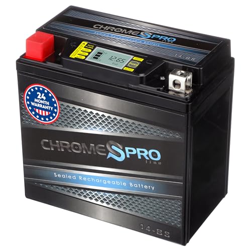 Chrome S Pro iGel YTX14-BS Maintenance-Free, 210CCA, LCD Voltage Display, 12V 16Ah Battery Replacement for ATV, Motorcycle, Jet Skis, Scooter, UTV, and More - Nut and Bolt (T3) Terminal - Image 1