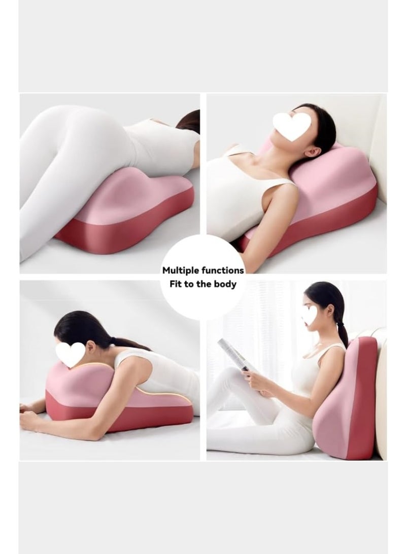 رحلة التنوعD وسادة متعددة الأغراض لرفع الساقين وسادة قطنية وسادة للنوم وسادة محمولة وسادة للجسم للنوم لرفع الساقين سرير أريكة سفر تخييم،  مثالية للجلوس والاستلقاء (وردي) - Image 2