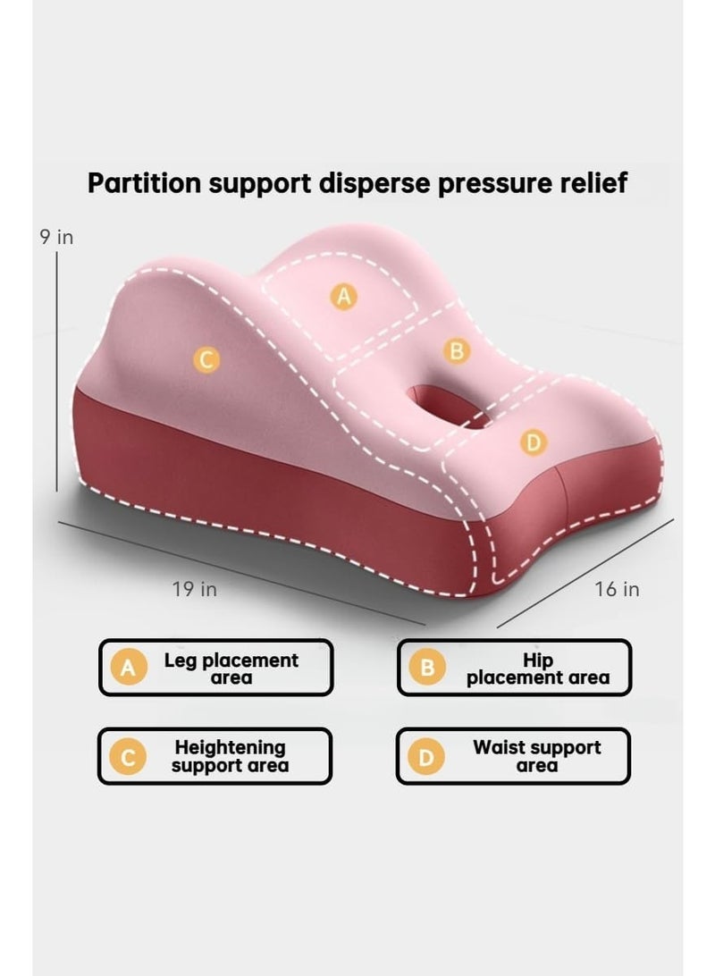 رحلة التنوعD وسادة متعددة الأغراض لرفع الساقين وسادة قطنية وسادة للنوم وسادة محمولة وسادة للجسم للنوم لرفع الساقين سرير أريكة سفر تخييم،  مثالية للجلوس والاستلقاء (وردي) - Image 3