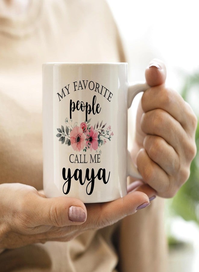 QASHWEY Yaya Coffee Mug, Yaya Gifts for Grandma, YayaGifts from Grandkids, Grandma Coffee Mug, Mothers Day Mug Tea Cup Gifts for Yaya, My Favorite People Call Me YayaCoffee Cups Ceramic 11oz - Image 5