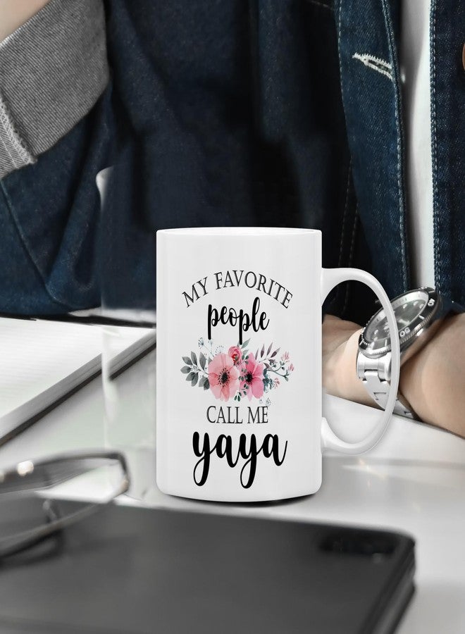 QASHWEY Yaya Coffee Mug, Yaya Gifts for Grandma, YayaGifts from Grandkids, Grandma Coffee Mug, Mothers Day Mug Tea Cup Gifts for Yaya, My Favorite People Call Me YayaCoffee Cups Ceramic 11oz - Image 3