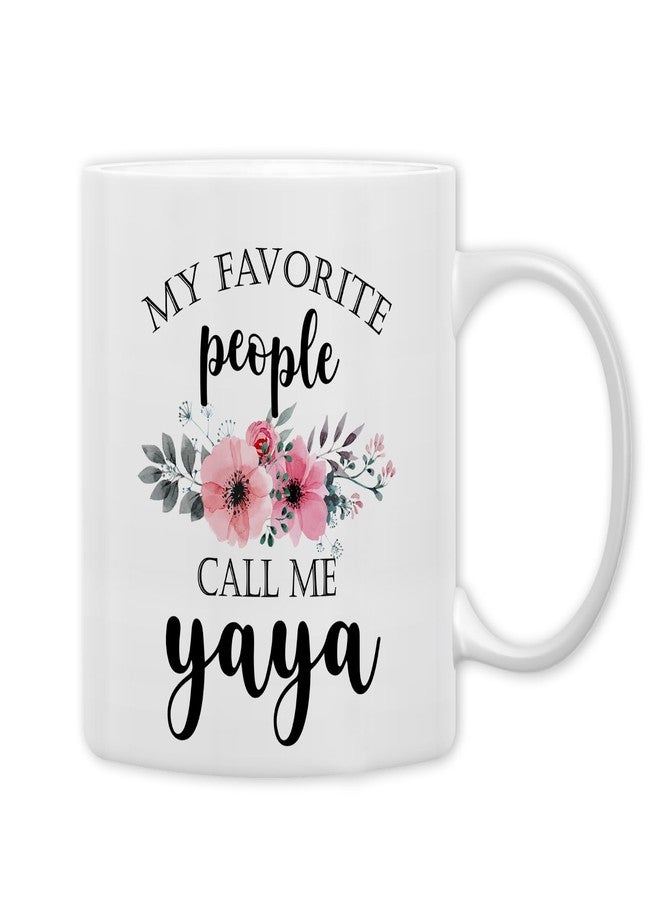 QASHWEY Yaya Coffee Mug, Yaya Gifts for Grandma, YayaGifts from Grandkids, Grandma Coffee Mug, Mothers Day Mug Tea Cup Gifts for Yaya, My Favorite People Call Me YayaCoffee Cups Ceramic 11oz - Image 1