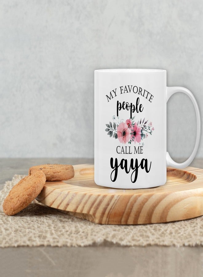 QASHWEY Yaya Coffee Mug, Yaya Gifts for Grandma, YayaGifts from Grandkids, Grandma Coffee Mug, Mothers Day Mug Tea Cup Gifts for Yaya, My Favorite People Call Me YayaCoffee Cups Ceramic 11oz - Image 4