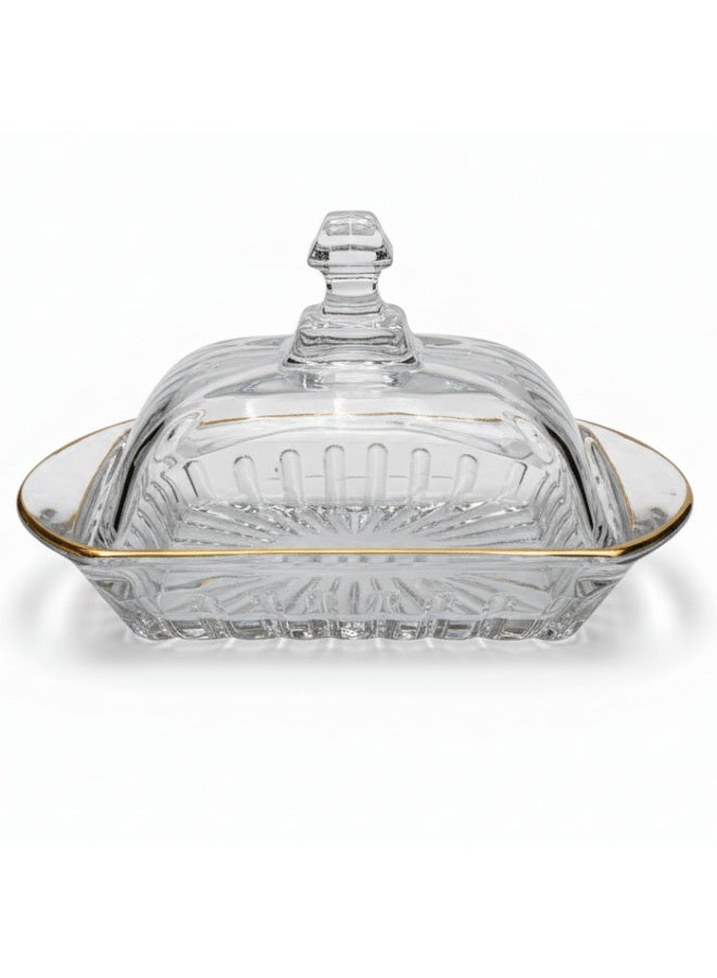 AKDC Rectangular Glass Candy Dish with Lid Modern Serving Tray for Chocolates and Dry Snacks 17 x 10 cm - Image 1