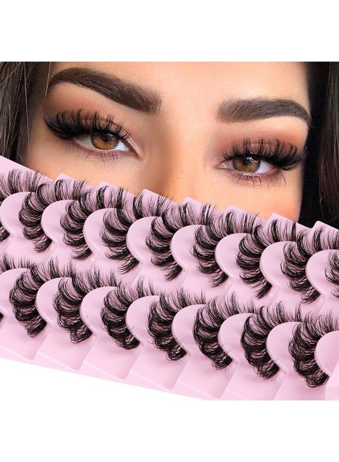 alphonse Russian Lashes Clear Band False Eyelashes Natural Look D Curl Curly Fake Lashes Russian Strip Faux Mink Eyelashes 9 Pairs Pack - Image 1