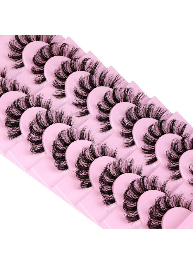 alphonse Russian Lashes Clear Band False Eyelashes Natural Look D Curl Curly Fake Lashes Russian Strip Faux Mink Eyelashes 9 Pairs Pack - Image 5