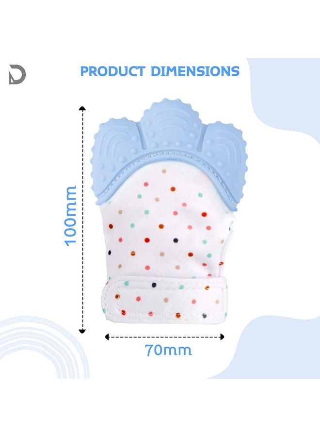DaKos Teething Mitten [2 Pack] Soft Food Grade Silicone Teether Mitten Glove Handy Teething Mit Toy For Self Soothing Bpa Free For 3�12 Months Infants (1 Pair) (Sky Blue) - Image 5