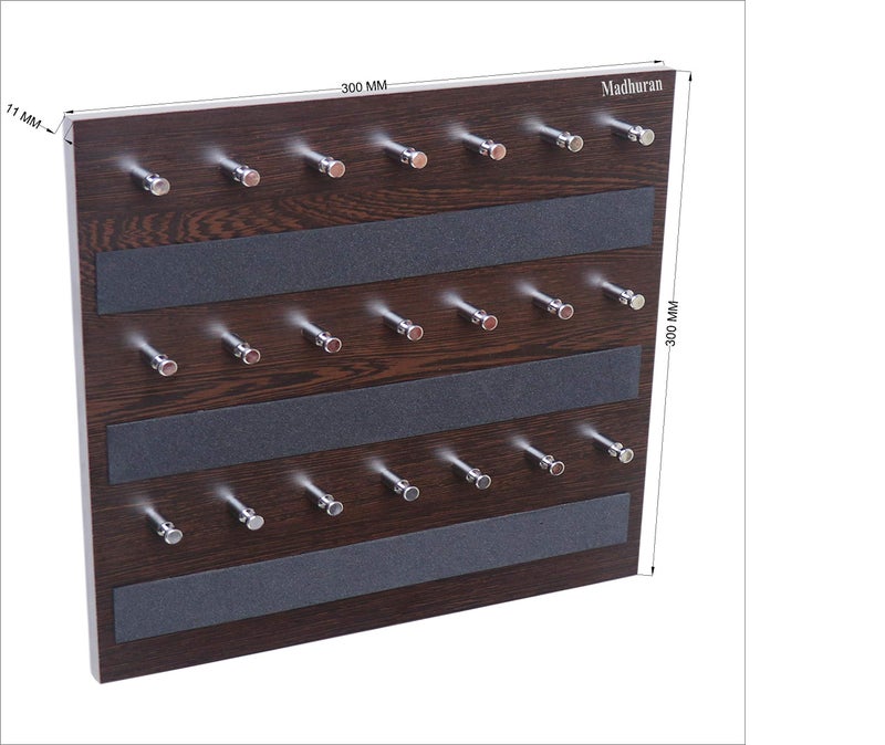 Madhuran MDF Wood Wall Mounted Key Holders Racks (21 Hooks, Wenge) - Image 2