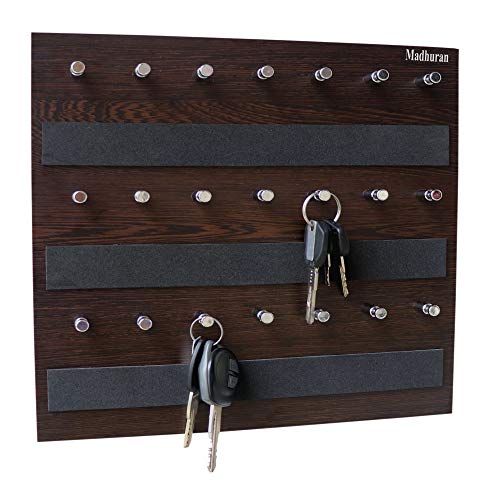 Madhuran MDF Wood Wall Mounted Key Holders Racks (21 Hooks, Wenge) - Image 3