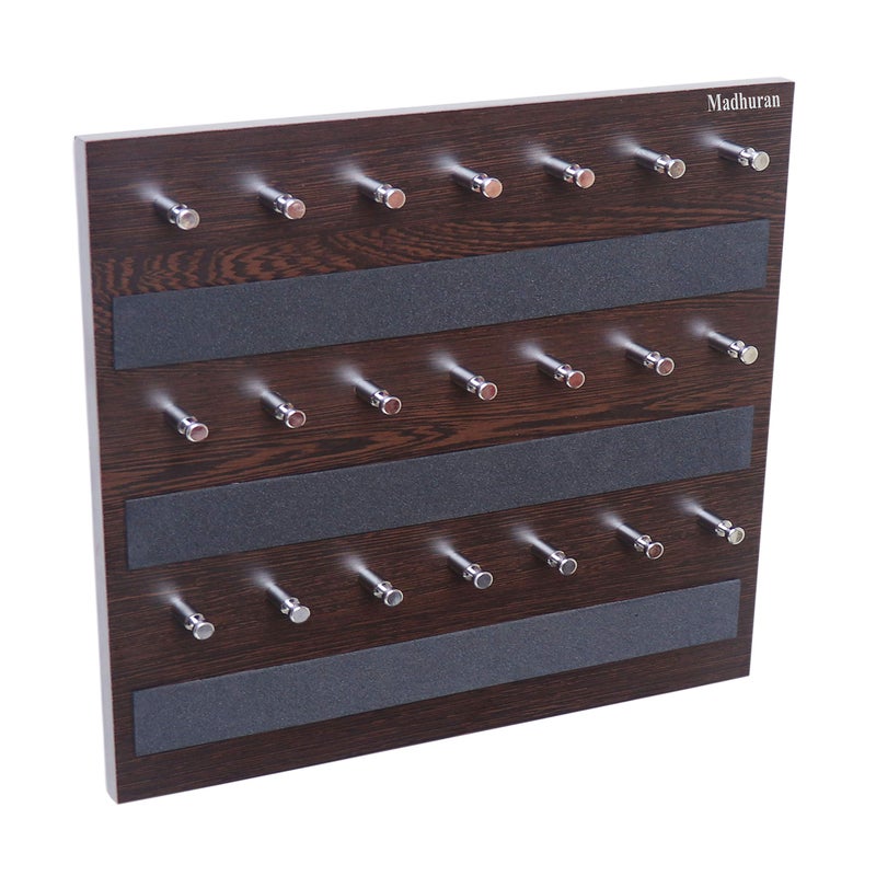 Madhuran MDF Wood Wall Mounted Key Holders Racks (21 Hooks, Wenge) - Image 5