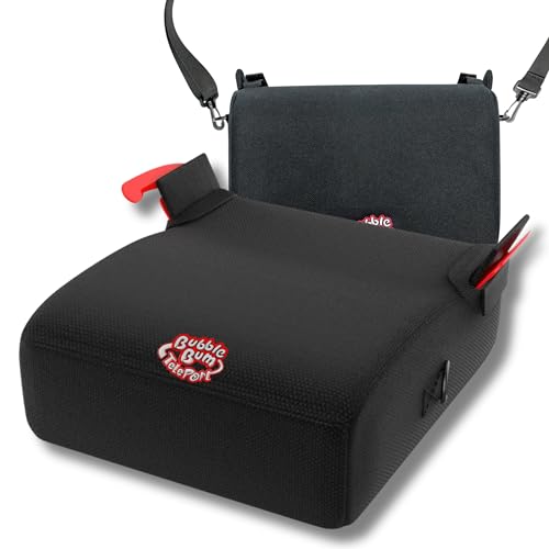 BubbleBum Teleport Backless Booster Car Seat, Kids Booster Seat for Car 40-100 lbs, Telescopic Portable Carseat, Ideal for Everyday Use and Foldable for Travel, 4 Year Old + Child/Toddler - Black - Image 1
