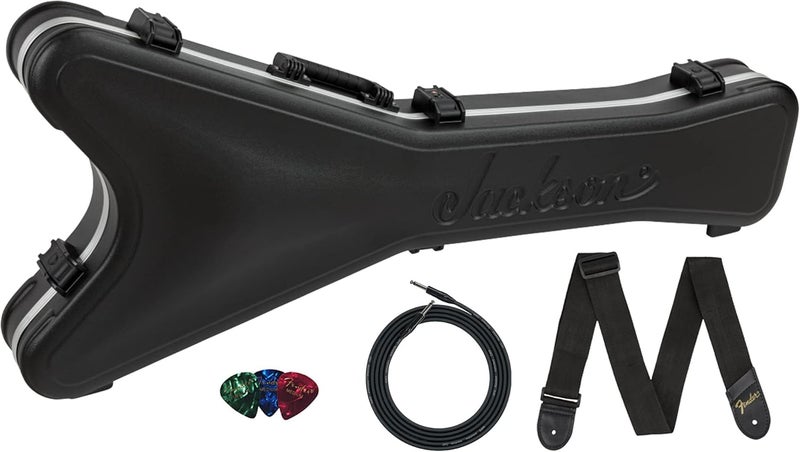 Jackson King VRhoads Multifit Molded Case Bundle with Guitar Cable Guitar Strap and Picks - Image 1