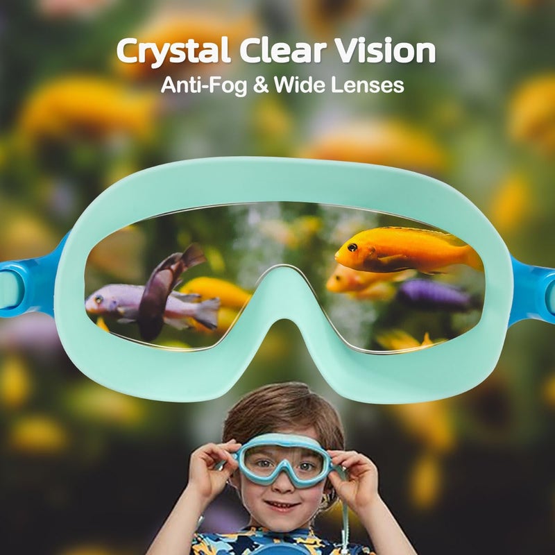 Seago Kids Goggles for Swimming 2 Pack No Leaking Anti-Fog Outer Eye Fit with Wide View UV Protection Crystal Clear Watertight Swim Goggles with nose cover Suitable for Children Youth Boys Girls Age 3 to 14 - Image 3
