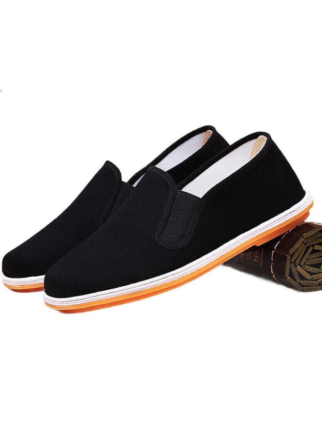 BUSHEYUAN Traditional Beijing Cloth Shoes For Men, Thousand-Layer Sole, Casual Elderly Shoes, Large Size Slip-On Loafers For Middle-Aged And Elderly Men, Dad Shoes, 73X-9202 Cowhide Sole, Black, Size 42 - Image 2