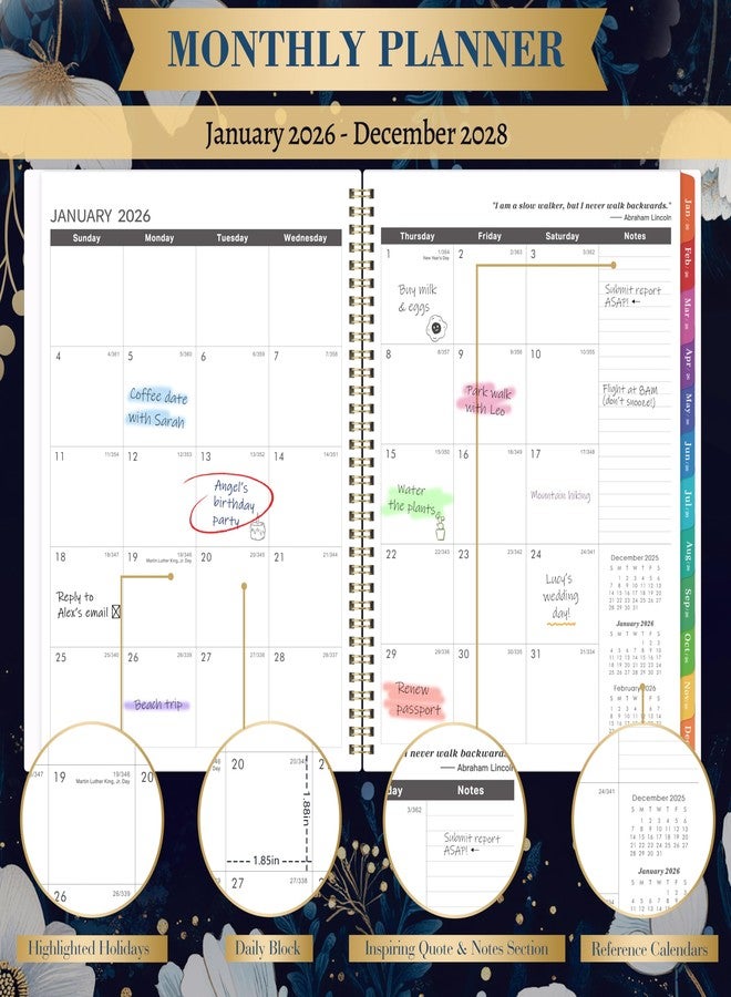 Tersus 2026-2028 Monthly Planner/Calendar - January 2026 - December 2028, 9” × 11”, 3 Year Monthly Planner 2026-2028, 36-Month Calendar with Tabs,Inner Pocket, Twin-wire Binding, Enterprise - Image 3