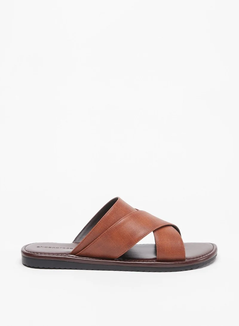 shoexpress Solid Slip On Cross Strap Arabic Sandals