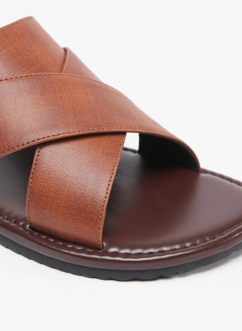 shoexpress Solid Slip On Cross Strap Arabic Sandals