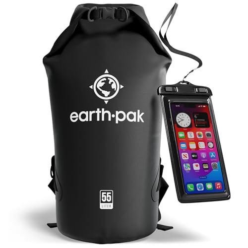 Earth Pak Waterproof Dry Bag - Roll Top Waterproof Backpack Sack Keeps Gear Dry for Kayaking, Beach, Rafting, Boating, Hiking, Camping and Fishing with Waterproof Phone Case - Image 1