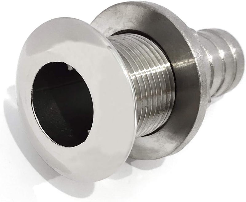keehui 316 Stainless Steel Durable Combo Stainless Steel Thru-Hull Fitting w/Nut with Custom Gasket Boat Plumbing Fittings for Boats, Yachts, Marine - Image 3