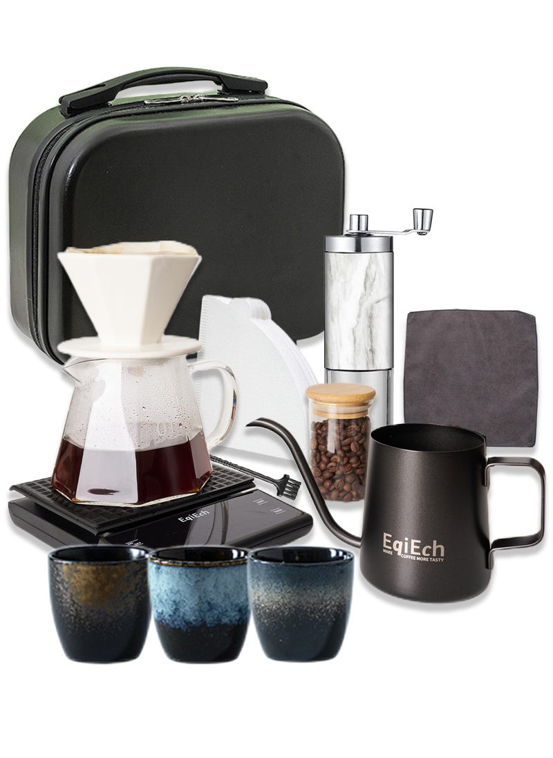 EqiEch V60 Coffee Set,12-Piece Completed Drip Coffee Maker Set,All in 1 Portable Travel Bag  - Image 1