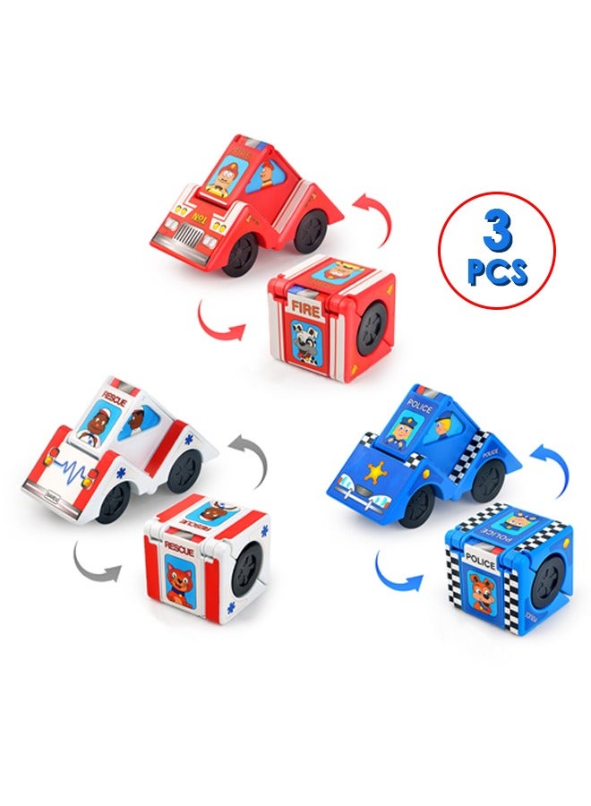 3 قطع تشوه كتلة السيارات ، كتل بناء طفل لعبة مجموعة السيارات ، الطفل والأطفال الصغار كتل سيارة للأطفال سن 3+ - Image 1