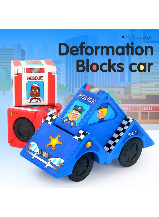 3 قطع تشوه كتلة السيارات ، كتل بناء طفل لعبة مجموعة السيارات ، الطفل والأطفال الصغار كتل سيارة للأطفال سن 3+ - Image 2