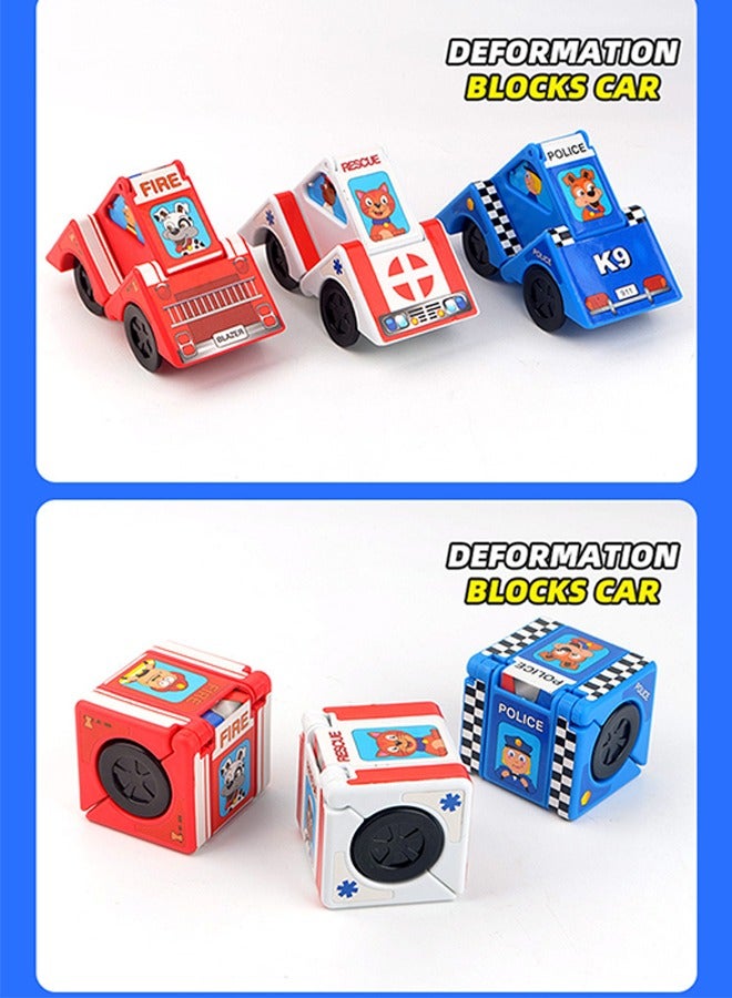 3 قطع تشوه كتلة السيارات ، كتل بناء طفل لعبة مجموعة السيارات ، الطفل والأطفال الصغار كتل سيارة للأطفال سن 3+ - Image 4