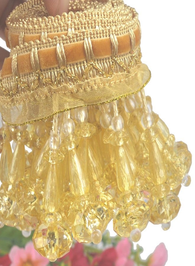 Kuasting 6.5 Yards Braid Hanging Ball Tassel Fringe Trim Bead Sewing Trim Fringe Lace Acrylic DIY Craft Sewing Accessory for Home Curtain Decoration (Golden) - Image 5
