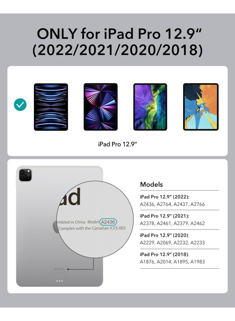 اي اس ار حافظة ESR لجهاز iPad Pro 12.9 مع لوحة مفاتيح، قاعدة مغناطيسية سهلة الإعداد، أوضاع عمودية/مرتفع لجهاز iPad Pro 12.9 (الجيل 6/5/4/3)، حافظة واقية قابلة للإزالة، سلسلة Rebound 360 - Image 2