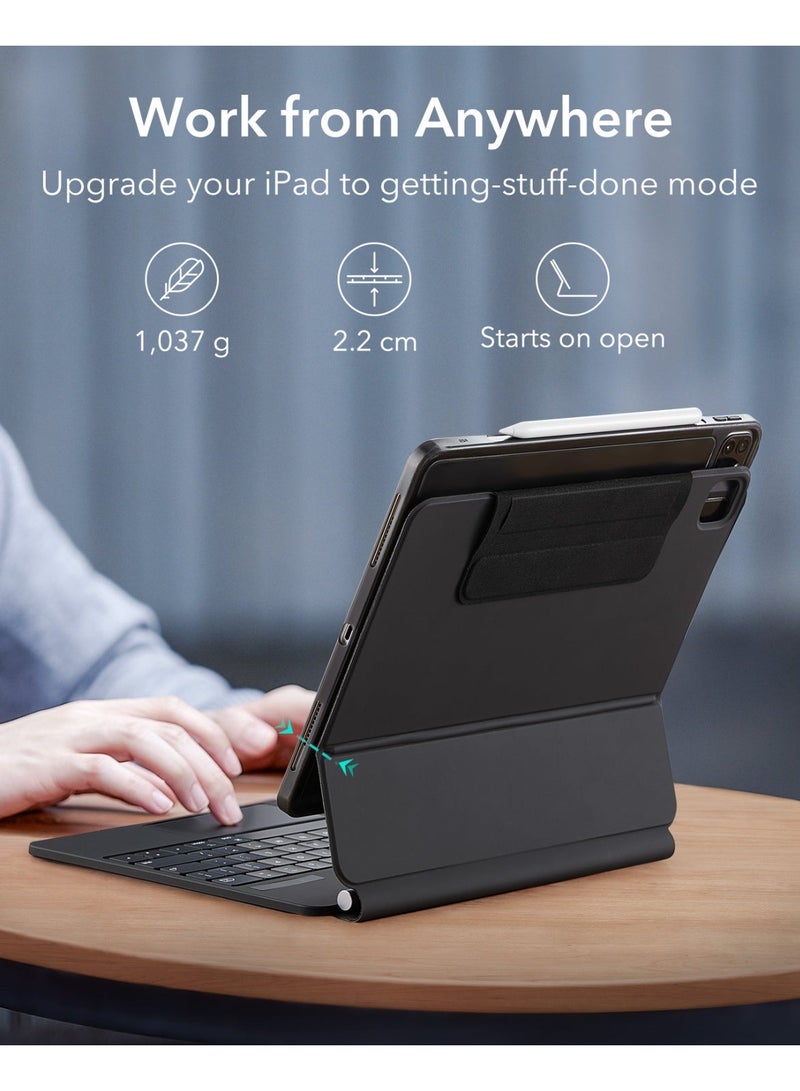 اي اس ار حافظة ESR لجهاز iPad Pro 12.9 مع لوحة مفاتيح، قاعدة مغناطيسية سهلة الإعداد، أوضاع عمودية/مرتفع لجهاز iPad Pro 12.9 (الجيل 6/5/4/3)، حافظة واقية قابلة للإزالة، سلسلة Rebound 360 - Image 3