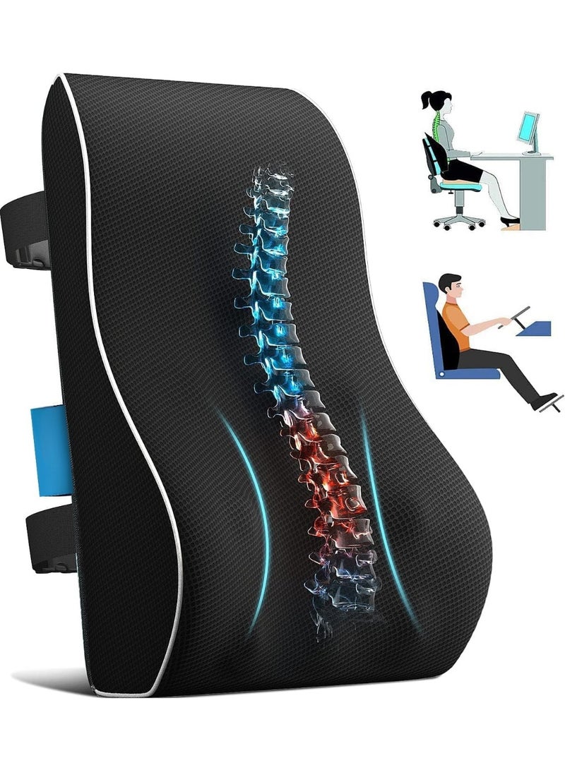 Lumbar Support Pillow for Office Chair, Office Home Essentials,Stocking Stuffers,Back Support Pillow for Car, Chair Cushions,Back Pain Relief Improve Posture,Mesh Cover Double Adjustable Straps - Image 1
