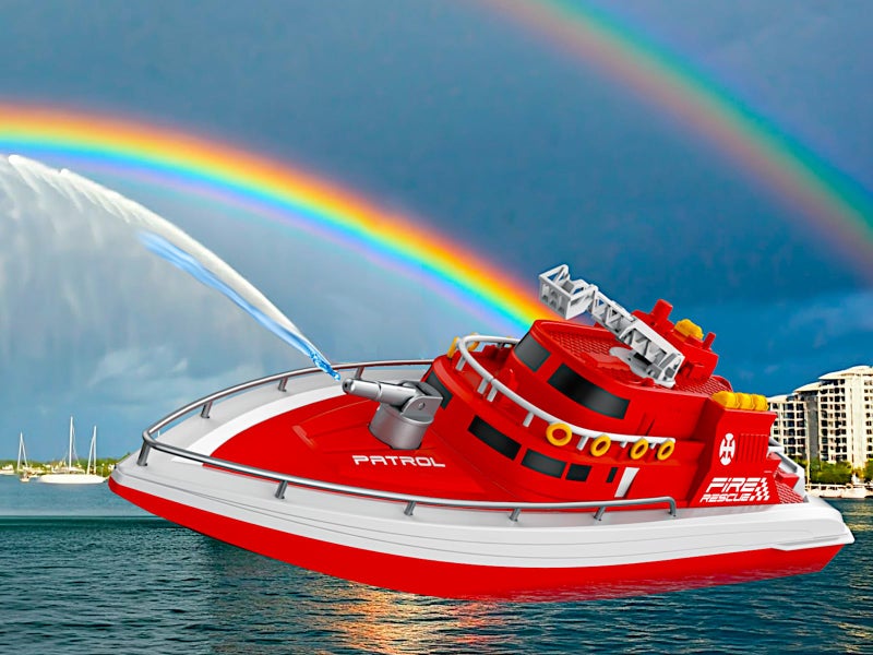 POCO DIVO Patrol Fireboat Police Rescue Vessel Spray Water 128 RC Boat 15 Coast Guard Fire Sprinkler Move Ladder Navy 15kmph Marine Cruise Ship Pool Lake Pond Sailing Fun - Image 3