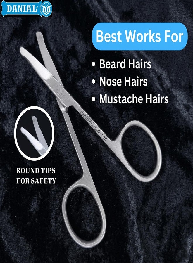 DANIAL Nose Hair Scissors for Men & Women, Safety Round Tip Stainless Steel Grooming Scissor for Beard, Mustache & Eyebrows, Travel Friendly, Silver, 4 Inches - Image 4