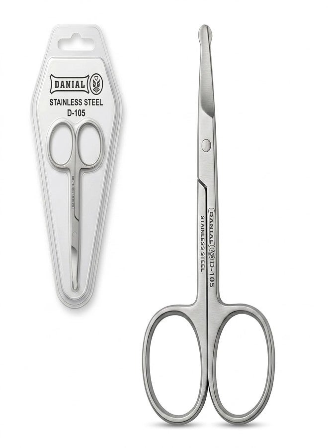 DANIAL Nose Hair Scissors for Men & Women, Safety Round Tip Stainless Steel Grooming Scissor for Beard, Mustache & Eyebrows, Travel Friendly, Silver, 4 Inches - Image 1