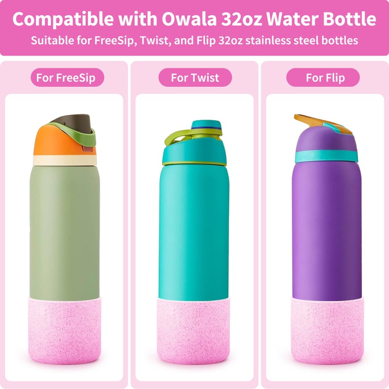 Generic Diumepo Silicone Water Bottle Boot for Owala 32 oz, Anti-Slip Protective Sleeve for Owala Twist & FreeSip & Flip Stainless Steel Water Bottle, Boot Bottom Base for Owala (Glitter Pink)  - Image 2