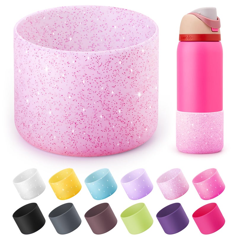 Generic Diumepo Silicone Water Bottle Boot for Owala 32 oz, Anti-Slip Protective Sleeve for Owala Twist & FreeSip & Flip Stainless Steel Water Bottle, Boot Bottom Base for Owala (Glitter Pink)  - Image 1