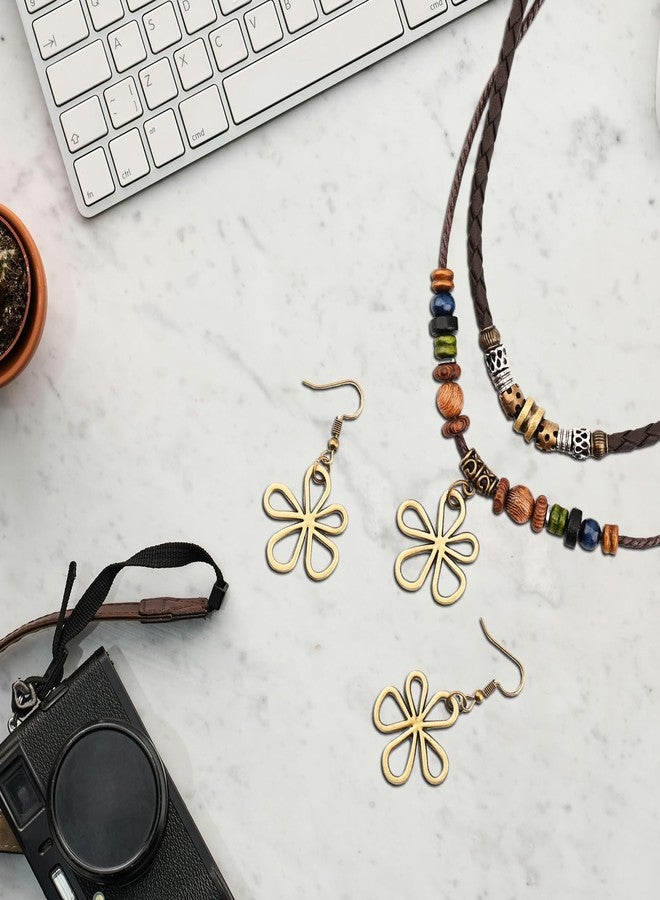 قلادة وأقراط بوهيمية متعددة الطبقات، خرز خشبي، قلادة قصيرة، تعليقة زهرة مجوفة، مجوهرات بوهيمية - Image 5