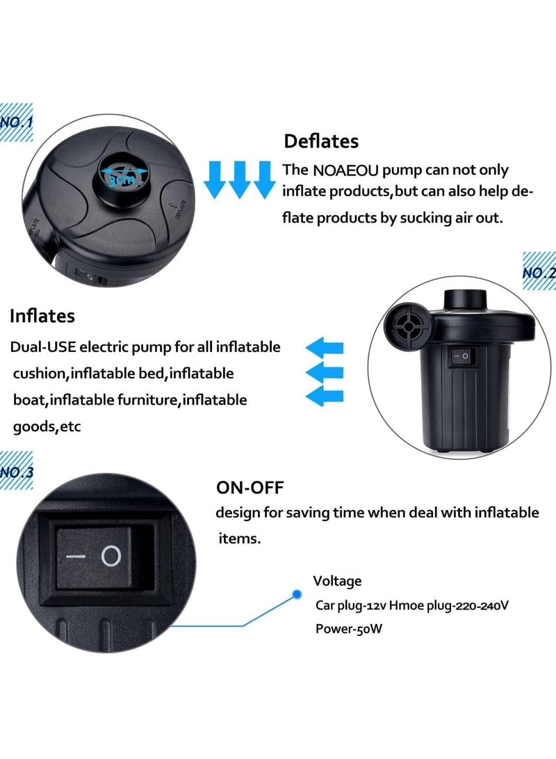VIUAUAX Electric Air Pump for Inflatables Air Mattress Pump Air Quick Electric Air Pump, Perfect Inflator/Deflator Pumps for Outdoor Camping, Inflatable Cushions, Air Mattress Beds, Boats - Image 4