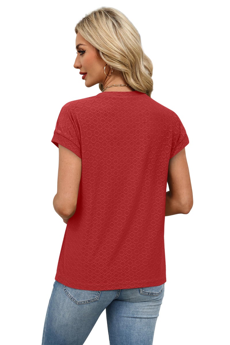 Alaroo Cute Tops for Women Dressy Short Sleeve Shirts Business Casual Summer Clothes 2026 Trendy Outfits Spring Fashion Clothing Red XL - Image 5