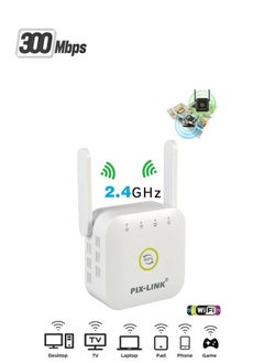 PIXLINK WiFi Extender, 300Mbps Wifi Range Extender, 2.4&5Ghz Dual Band Wps Internet Repeater With Ethernet Portfor Home WiFi Repeater  - Image 1